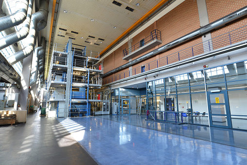 large printing machine in a printing plant for daily newspapers