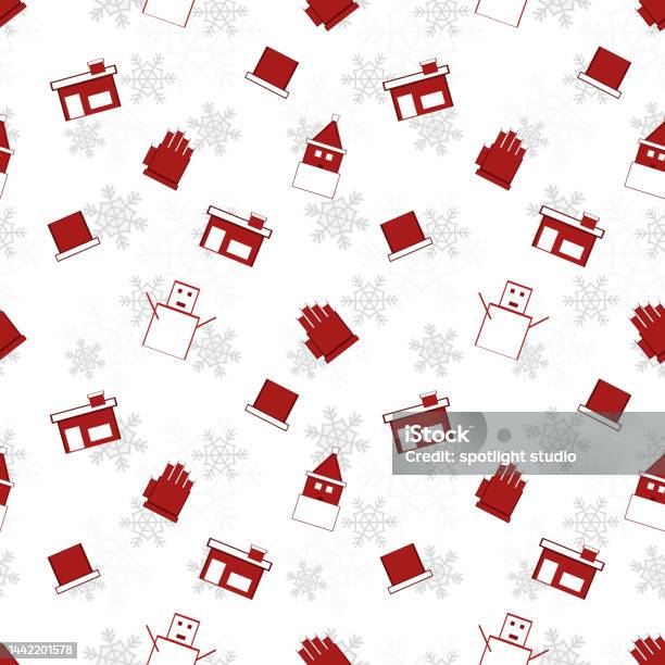 Red Christmas Object Silhouette Vector Repeat Pattern Created On White ...