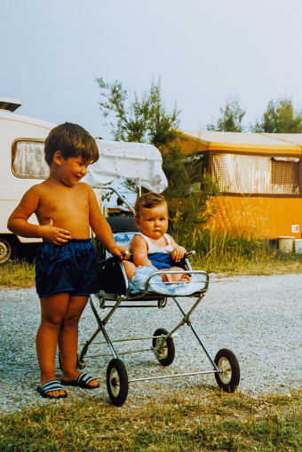 Brother and sister in camp at eighties
