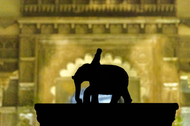 Silhouette of a elephant at a palace