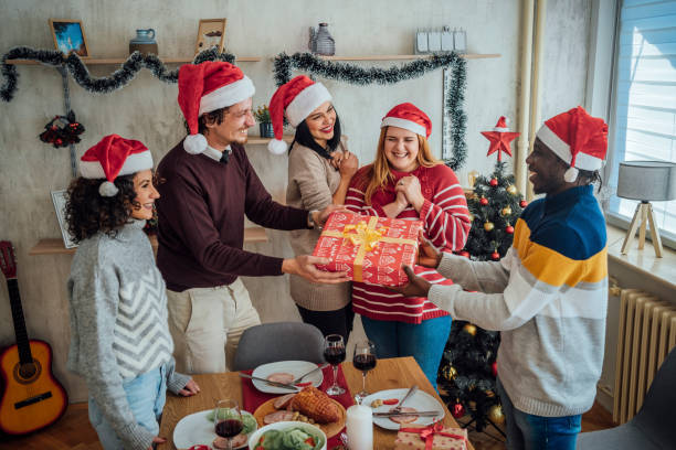 istock Exchanging Christmas gifts 1442206501