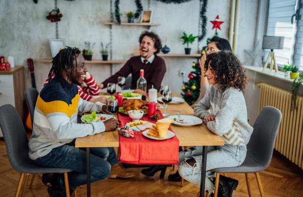 istock Friends having Christmas lunch 1442208763