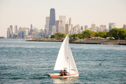 The Sailing Season has just started in Chicago, Lake Michigan, Illinois USA