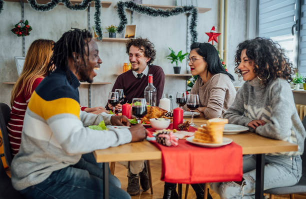 istock Friends having Christmas lunch 1442209216