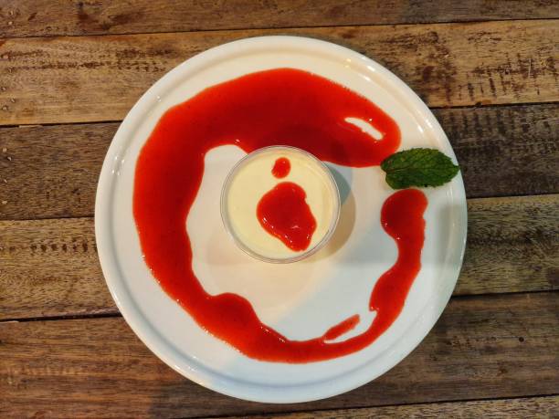yoghurt with strawberry sauce