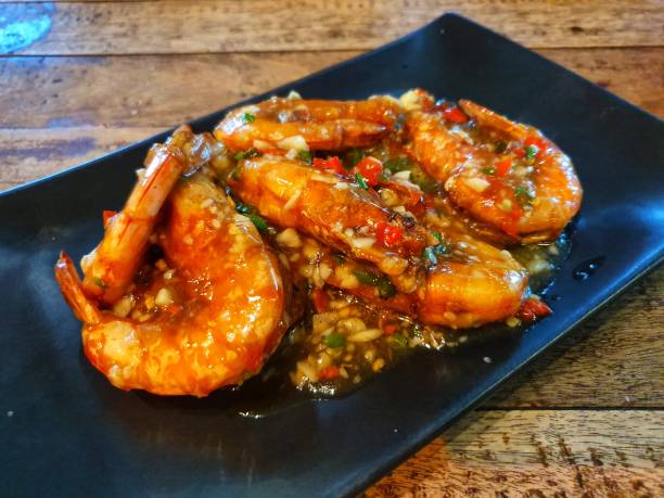 istock Stir-fried shrimp with chili and garlic 1442209222
