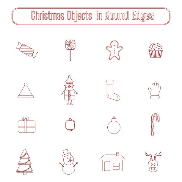 Vector illustration of vector Christmas object set created  in outline theme, creative Christmas object set.