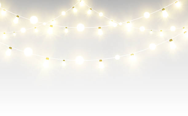 istock Christmas bright, beautiful lights, design elements. Glowing lights for design of Xmas greeting cards. Garlands, light Christmas decorations. 1442214243