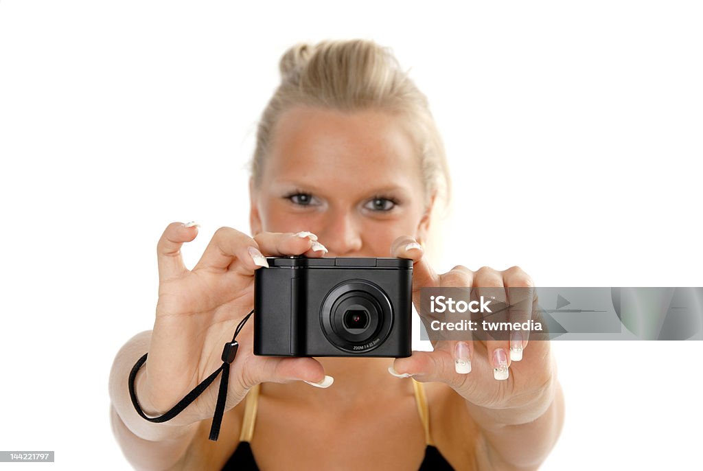 Fille avec un appareil photo numérique - Photo de Adulte libre de droits