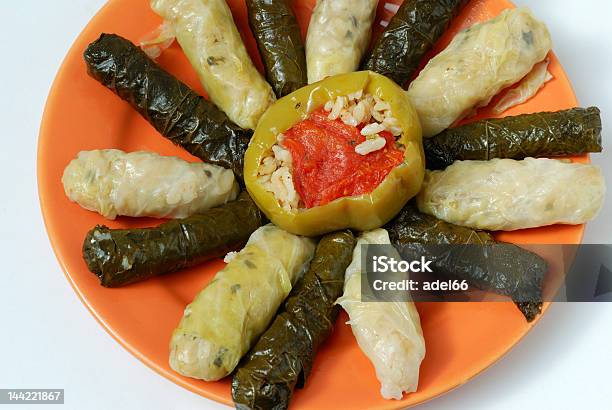 Stuffed Grapewine And Cabbage Leaves Stock Photo - Download Image Now - Antipasto, Appetizer, Assistance