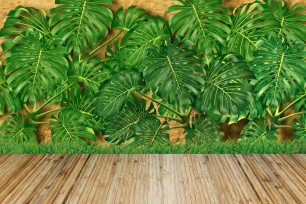 istock Wooden floor and vertical garden 1442219452