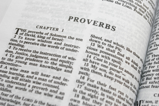 Bible close-up on Proverbs with shallow DOF