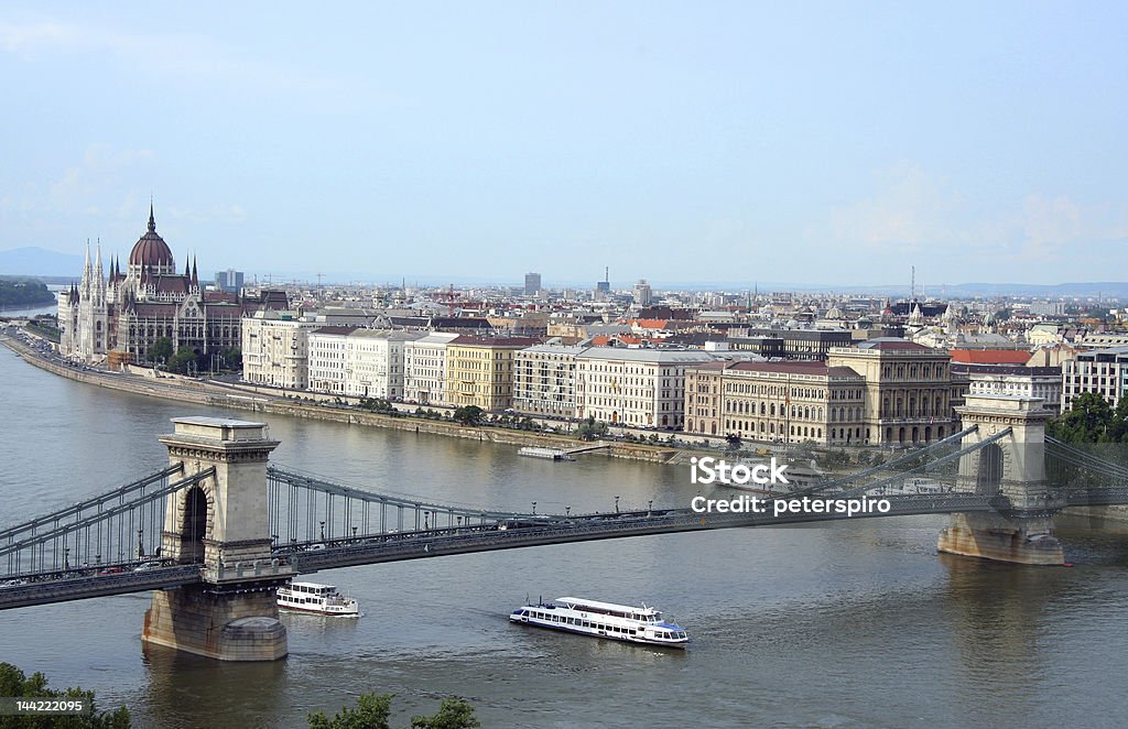 Будапешт горизонт с Цепной мост Сечени - Стоковые фото Без людей роялти-фри