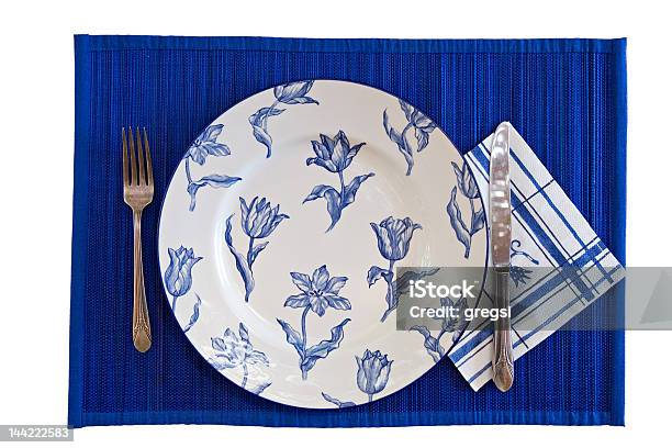 Azul Elegante Juego De Comedor Foto de stock y más banco de imágenes de Alimento - Alimento, Arreglar, Azul