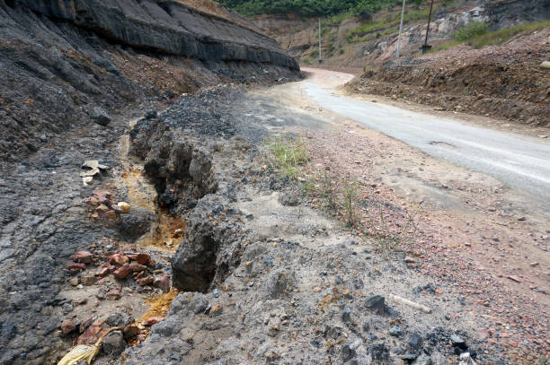 istock Loess rock slope wall, Soil erosion 1442226935
