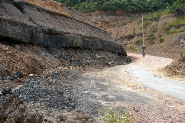istock Loess rock slope wall, Soil erosion 1442226952