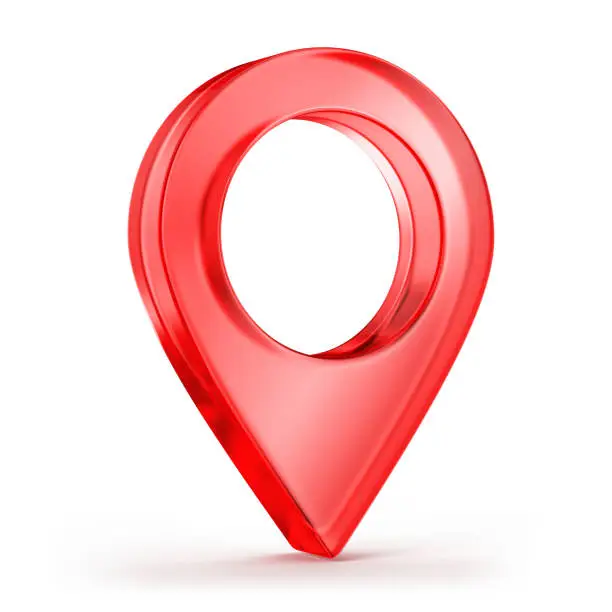 Photo of Destination 3d icon, Map pointer icon. GPS location symbol. 3d red glass pointer. 3d rendering