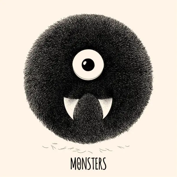 Vector illustration of Hairy monster