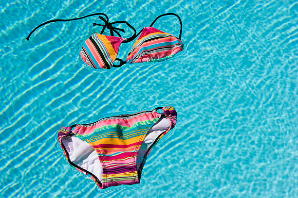 Striped bikini stock photo