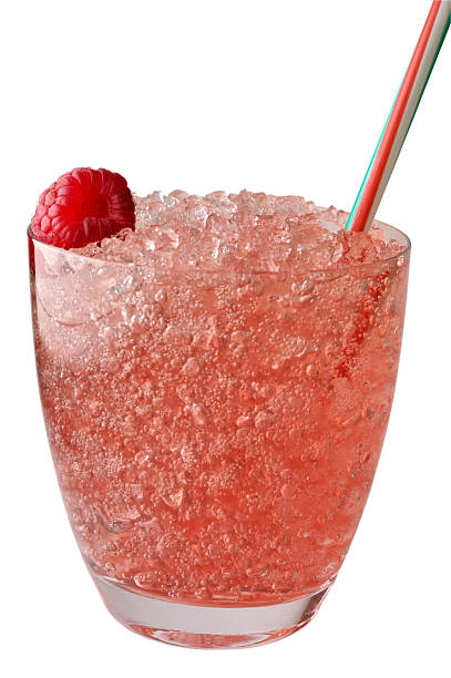 Raspberry drink with crushed ice  w/ clipping path stock photo