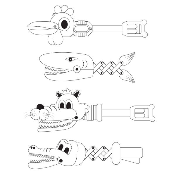 kontur zabawek z pazurami zwierząt - cartoon fun fish gripping stock illustrations