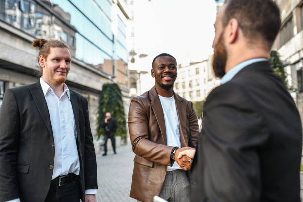 istock Multiethnic Businessmen Meeting Each Other For The First Time 1442239328