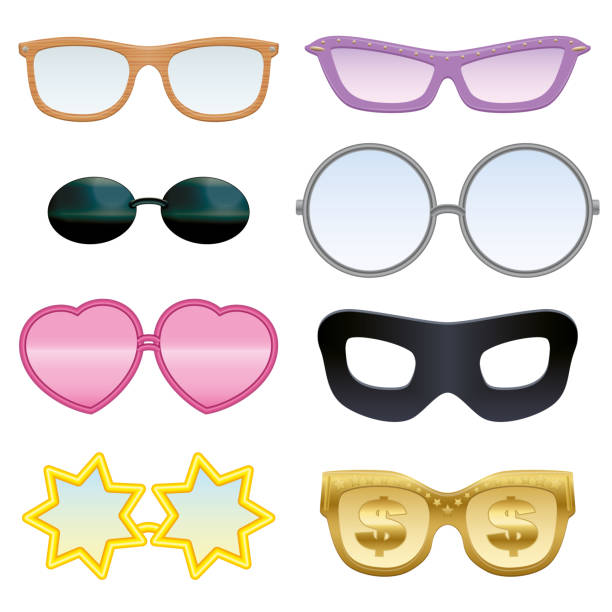 zestaw okularów śmieszne okulary crazy style okularów - eyeware stock illustrations