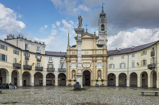 The beautiful church of Annunziata and the main square in Venaria Reale