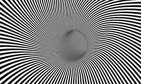 curved tunnel with black and white stripes. 3d render