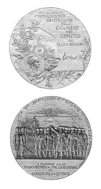 istock Antique image: Medal for the centenary of Chambre au Palais Bourbon 1442244255