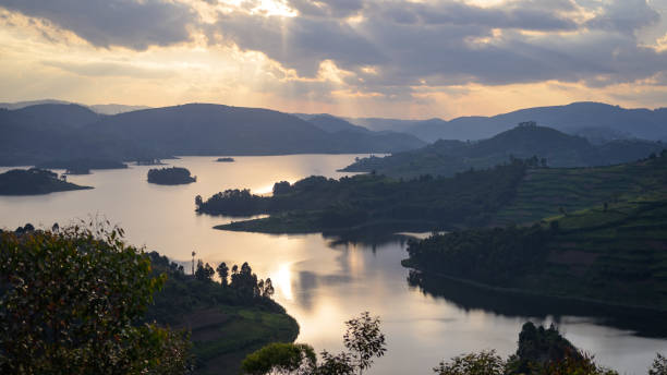 istock Beautiful sunset at Lake Bunyonyi cloudy sky 1442246401