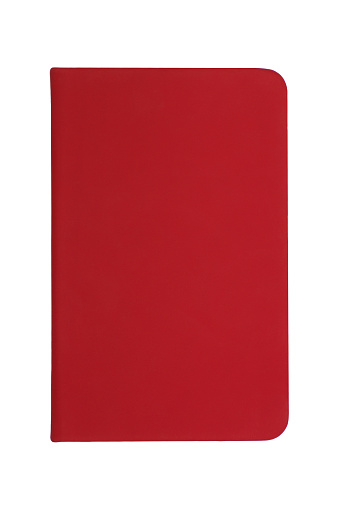 red notebook on white background