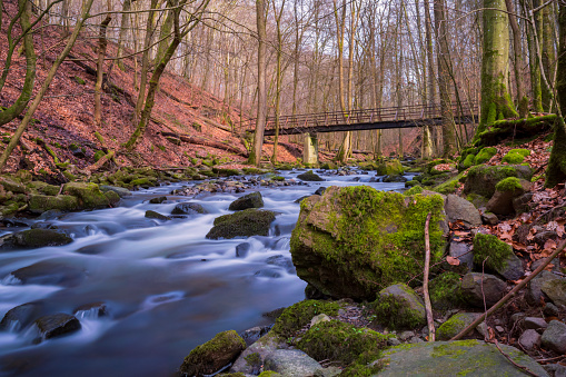 Long exposure of the Holzbach in the Holzbach Gorge near Gemünden/Germany