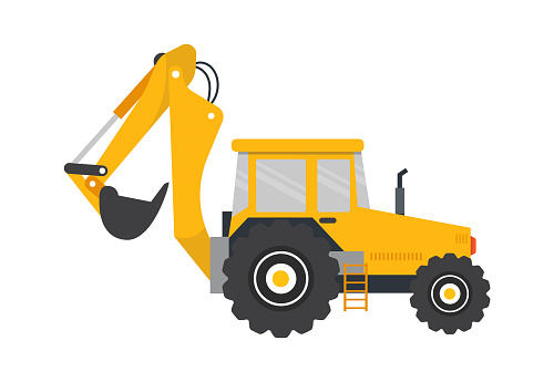 Tractor excavator. Construction Industry. Vector illustration