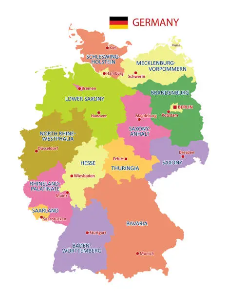 Vector illustration of Vector Map of Germany with detailed Administrative divisions and borders