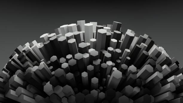 istock Sphere with Hexagons Abstract Gray Background Wallpaper with Copy Space 1442255445