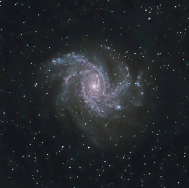 Grand Design Spiral Galaxy NGC6946, the Fireworks Galaxy in the constellation of Ursa Major seen with foreground stars