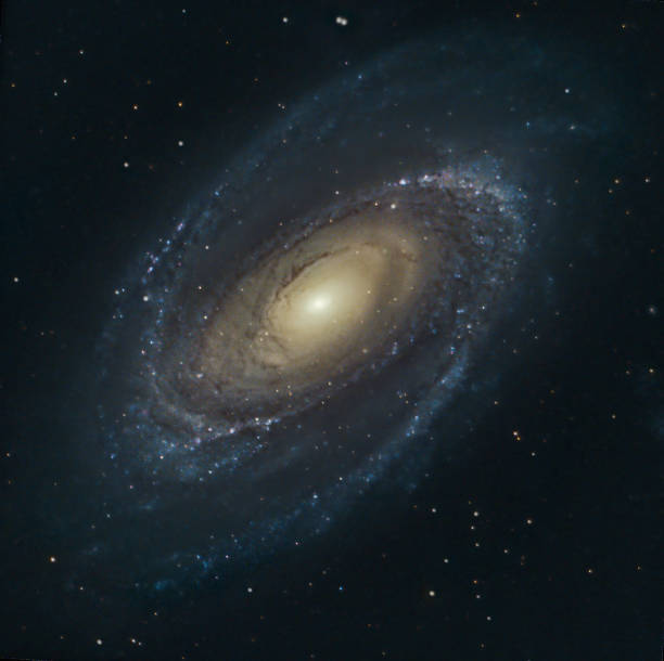 Grand Design Galaxy Messier 81, Bode's Galaxy in the Constellation of Ursa Major. Grand Design Galaxy Messier 81, Bode's Galaxy in the Constellation of Ursa Major seen with stars spiral galaxy stock pictures, royalty-free photos & images