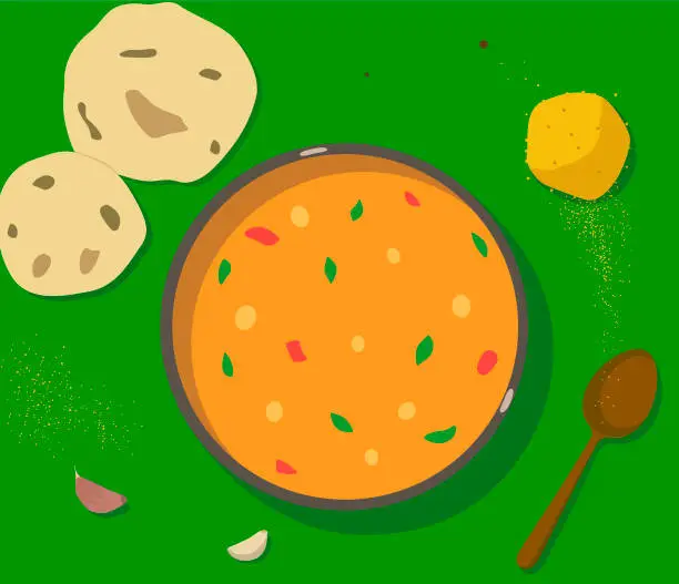 Vector illustration of Dal Indian traditional food