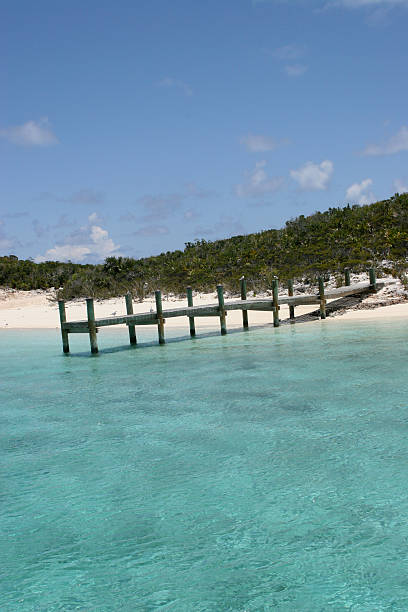 Jetty in the Bahamas stock photo