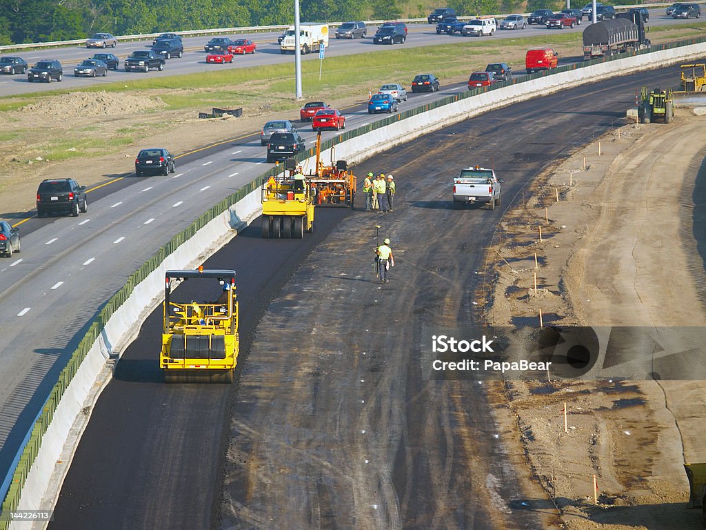 Asphalt crew - Lizenzfrei Straßenbau Stock-Foto