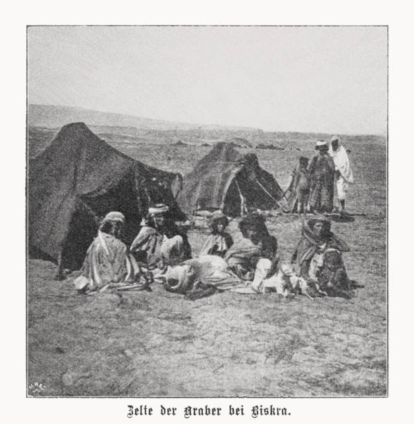 istock Arab Bedouins near Biskra, Algeria. halftone print, published in 1899 1442261429