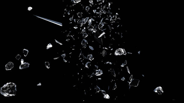 istock Glass shatter with debris .3d rendering isolated design 1442263631