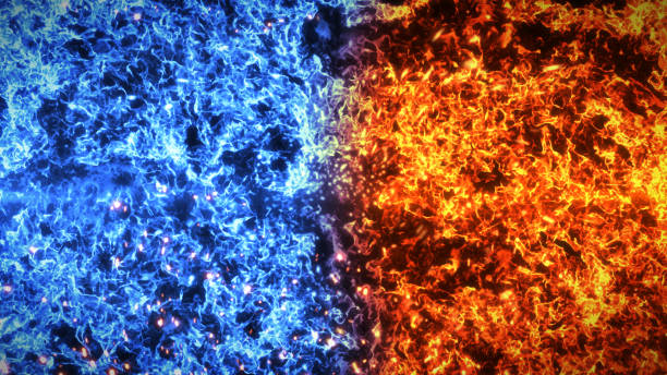 istock Fire and Ice Concept Design with spark. 3d illustration. 1442263686