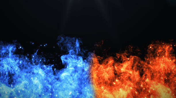 istock Fire and Ice Concept Design with spark. 3d illustration. 1442263700