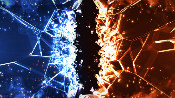 istock Fire and Ice Concept Design with spark. 3d illustration. 1442263706