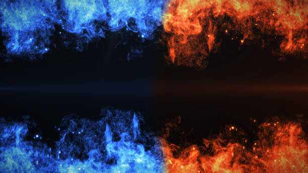 istock Fire and Ice Concept Design with spark. 3d illustration. 1442263710