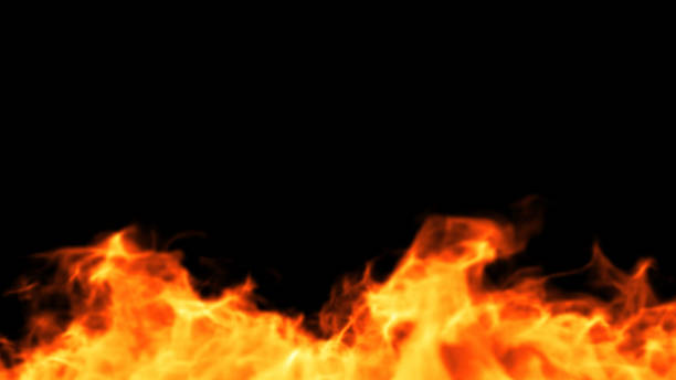 fire design na czarnym tle. nakładka na tło. projekt ilustracji. - flaming torch zdjęcia i obrazy z banku zdjęć