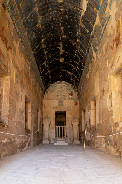 Sanctuary at the 3rd terrace, Temple of Hatshepsut. Deir el Bahari. Thebes, Luxor. Egypt Sanctuary at the 3rd terrace, Temple of Hatshepsut. Deir el Bahari. Thebes, Luxor. Egypt el bahari stock pictures, royalty-free photos & images