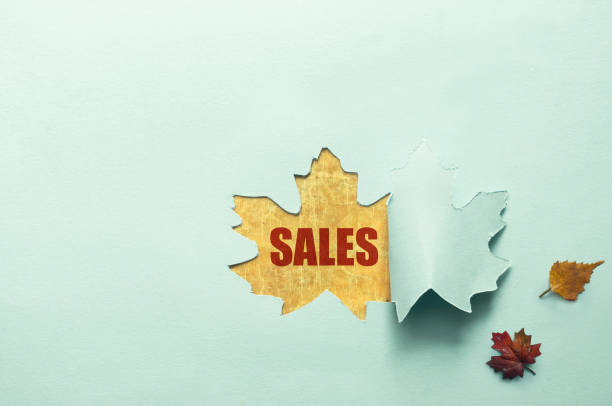 istock Autumn sales paper reveal 1442264213